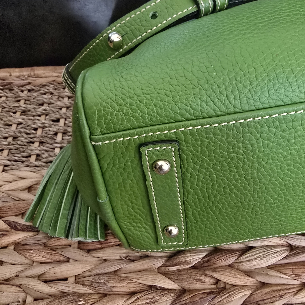 Dooney & Bourke Lime/Grass Green Pebbled Leather Small Satchel Shoulder Bag - Picture 7 of 17